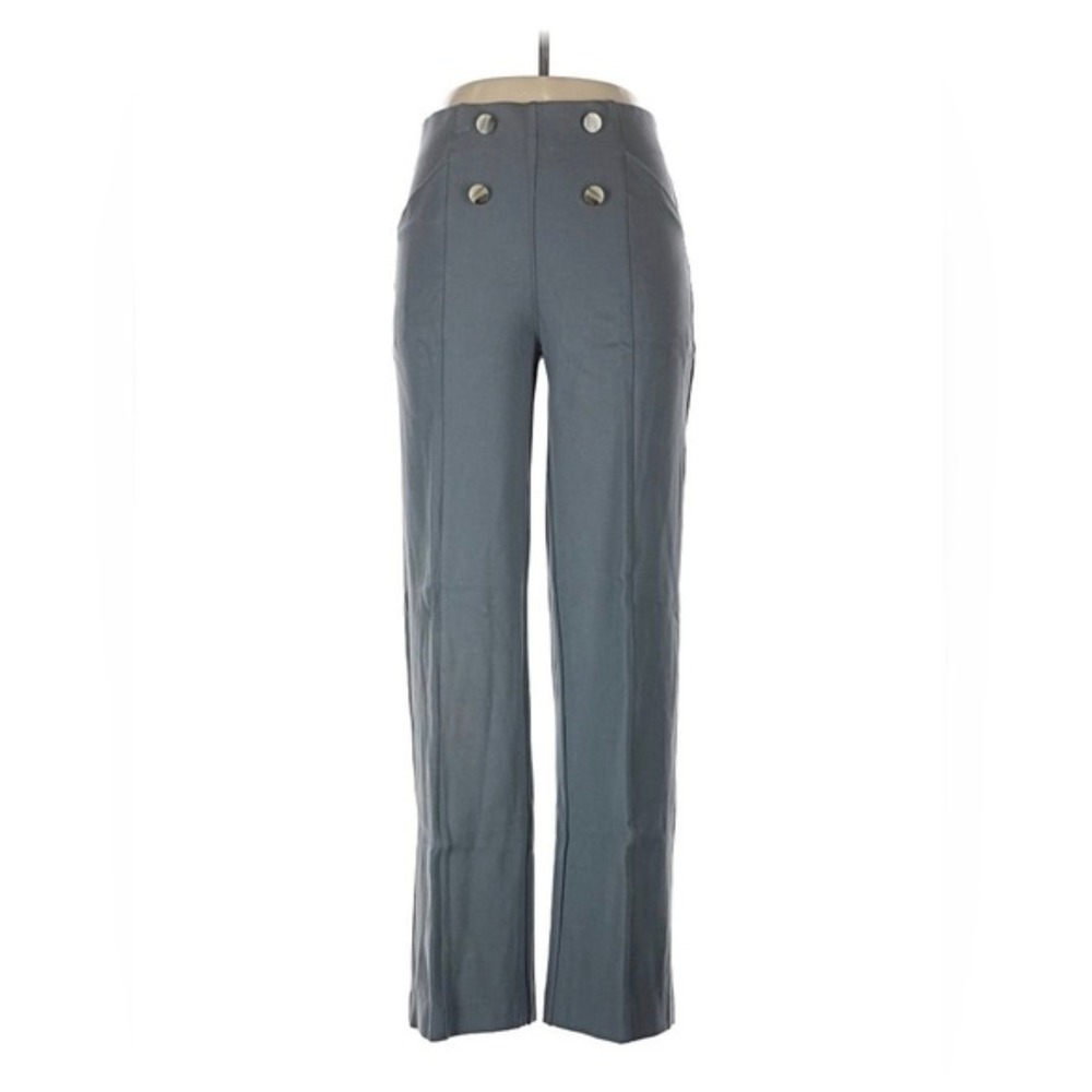 Betabrand Atlantic Pant Women Small Petite Blue Wide Leg Sailor Button W1679-BLH